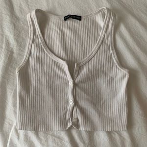 sold brandy melville rare white button crop top